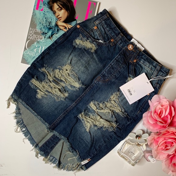 ONE Teaspoon 2020 High Waist Denim Skirt Tiger - Picture 6 of 11